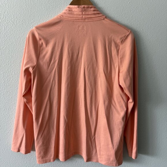 L.L. Bean Long Sleeve Supima Cotton Peach Open Cardigan Sweater Size MP - Picture 4 of 6